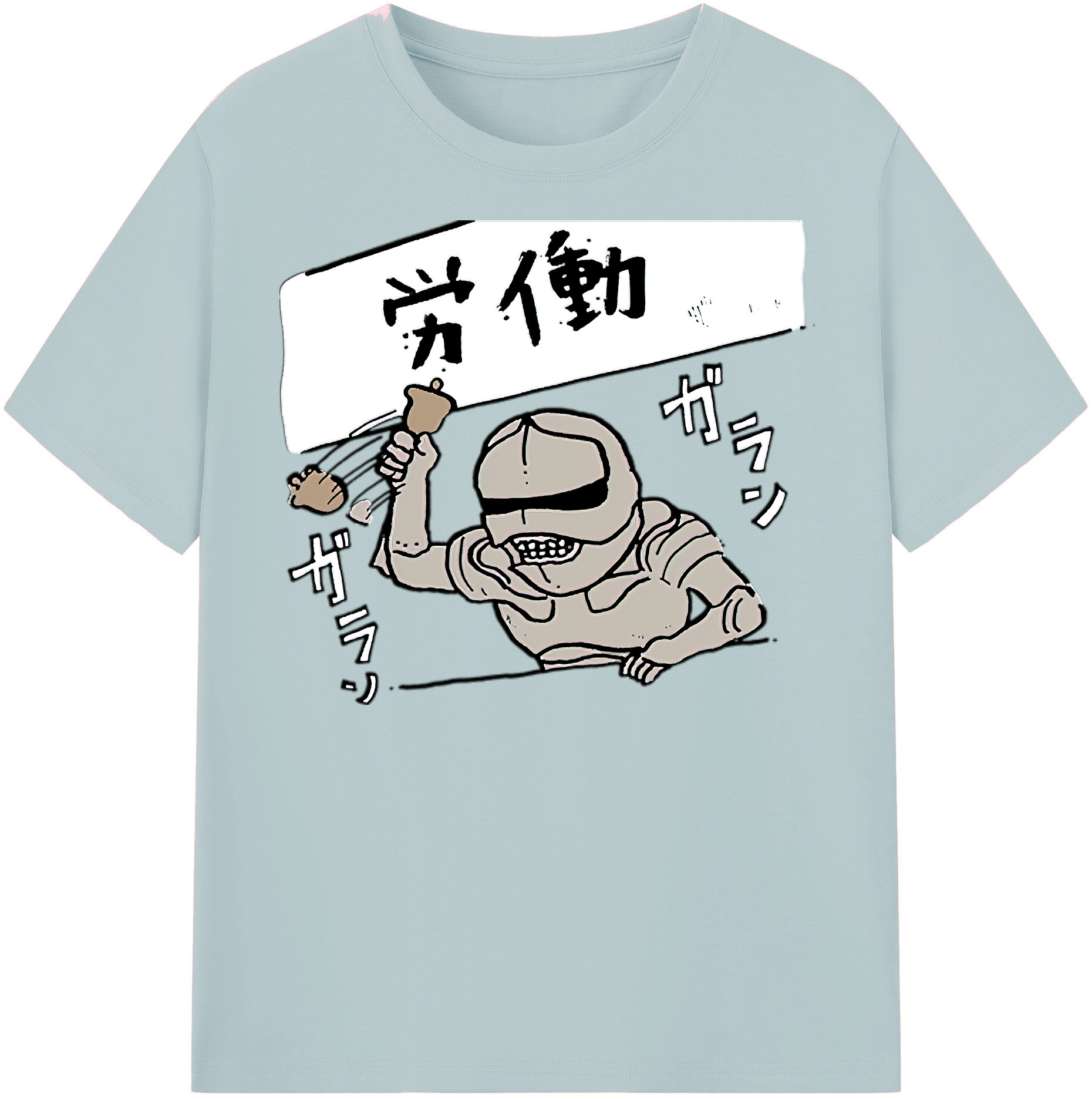 （画像用） ちいかわ 労働の鎧さん Chii-kawa Mr. Armor of Labor 綿100％半袖Tシャツ（フロントプリント）